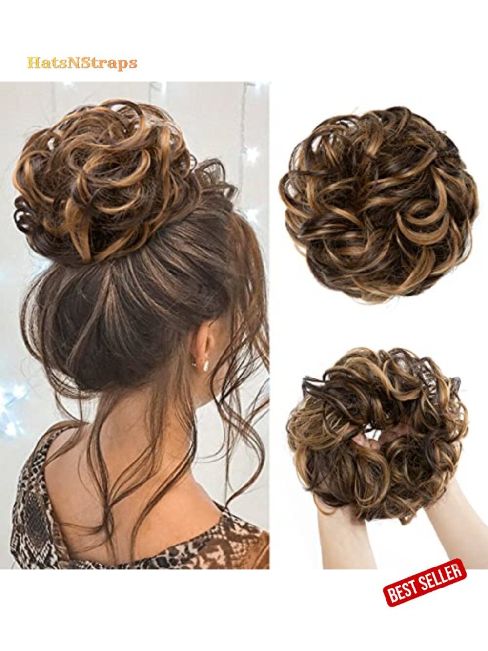 Messy Bun Hair Piece Wavy Curly Synthetic Chignon Updo Hairpiece for Women